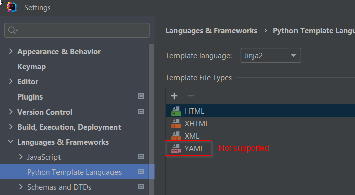 Konfigurationsdialog Python Template Language