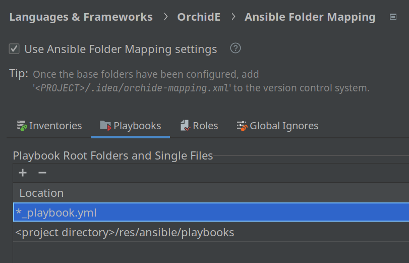 Playbook config settings with sample of file name pattern