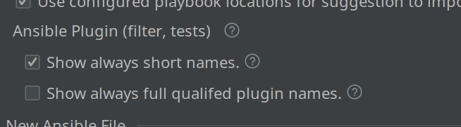 Ansible test plugin configuration settings