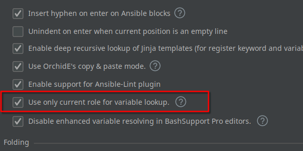Configuration to switch off context-related code completion in roles